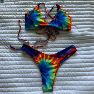 Tye-dye swimsuit thong set